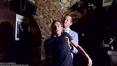 New gay slave takes two dom cocks