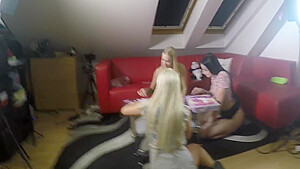 No Panties Girls Party At Home To Have Fun Together In Miniskirt Short Skirts And Without Panties