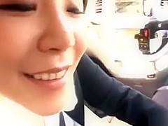Office Lady Rubbing Guy Cock In The Car
