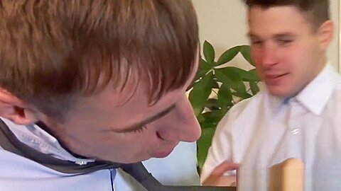 Office newbie choking on massive cock