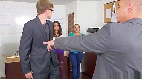 Office straight stud assfucked on sexswing