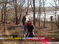 Old Dude Fucks Young Chick Outdoor In Prague