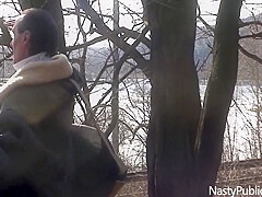 Old Dude Fucks Young Chick Outdoor In Prague