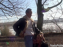 Old Dude Fucks Young Chick Outdoor In Prague