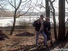 Old Dude Fucks Young Chick Outdoor In Prague