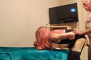 Old Step daddy Fuck Sissy With Own Cum