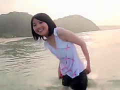 Oriental brunette in internal porno video in outdoor