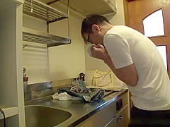 Oriental brunette taking part in sex video