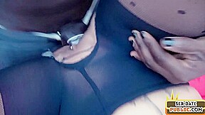 Outdoor amateur IR pantyhose slut fucked in 3some