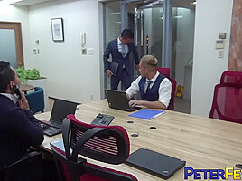 PETERFEVER Asian Bottom Barebacked By Colleagues In Office