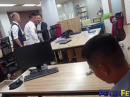PETERFEVER Asian Bottom Barebacked By Colleagues In Office