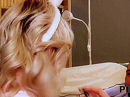 PIE4K  Cutie in funny outfir fucks and shows the result of his internal ejaculation