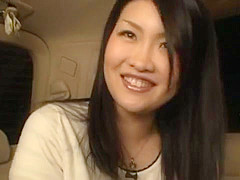 POV hot cock sucking at the back of a car by a cute Japanese model
