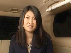 POV hot cock sucking at the back of a car by a cute Japanese model