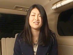 POV hot cock sucking at the back of a car by a cute Japanese model