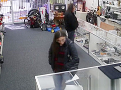 Pawnshop thief pussyfucked after fellatio