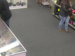 Pawnshop thief pussyfucked after fellatio