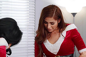 Perverted Ladyboys Xmas Threesome Incredible Porn Clip