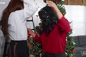 Perverted Ladyboys Xmas Threesome Incredible Porn Clip