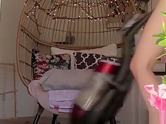 Petite teen 18+ teases peeping Tom, multiple intense shaking squirting orgasms