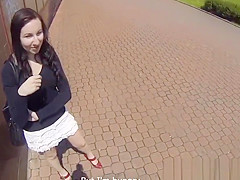 Pickedup euro amateur jizzed on tits after bj