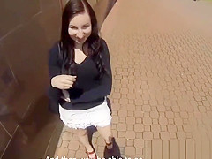 Pickedup euro amateur jizzed on tits after bj
