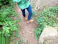 Playful Couple goof around with Toys in a Public Park and then GF Gets Off