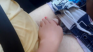 Public Car Handjob From Young Emma While We Drive In Forest Road