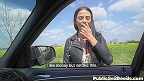 Public perfect babe fuck in car after picking up on street