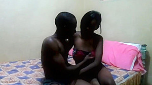 Real amateur African teen 18+ sucks boyfriends cock on camera