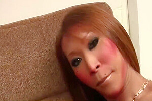 Redhead Ladyboy In Lace Nightie Enjoys Solo Masturbation On