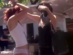 Redhead in underwear walked and public fucked