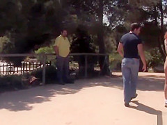 Redhead in underwear walked and public fucked