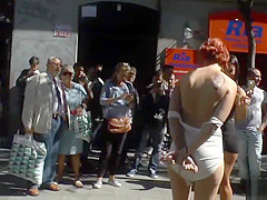 Redhead slave group fucked in bar