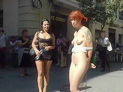 Redhead slave group fucked in bar