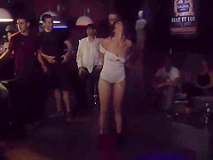 Redhead slave group fucked in bar
