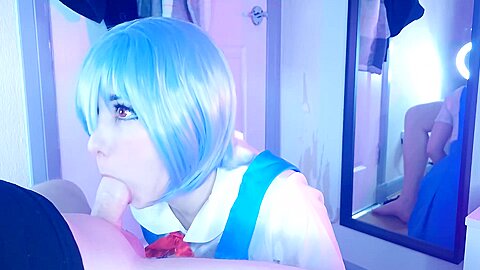 Rei Ayanami First Time Fucks Rough With Her Big Oiled Ass Makes Stepdad Cum Loads Over Cute Face