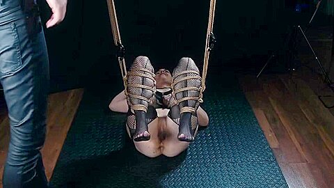 Rope Suspension Predicament: Pussy Clothespins And Inverted Facial