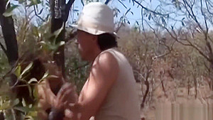 Rough bondage and interracial fucking with busty African slut