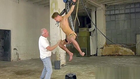 Rough handjob and bondage with cute twink and kinky Step daddy