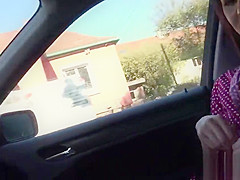 Russian hitchhiker bangs in field pov