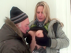 Samantha Jolie - Old Man Bangs Busty Babe Outdoors