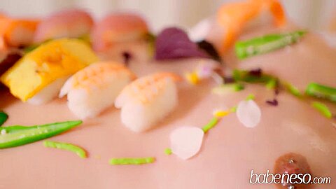 Sashimi On Pussy!? Enjoy Sushi On A Busty Babes Oiled Up Body