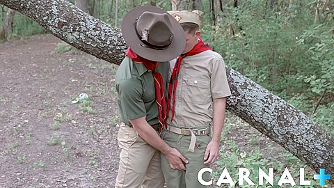 ScoutBoys Scoutmaster seduces twink in woods and fucks him