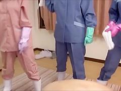 Sexy Asian Nurses Milking A Hard Cock Together