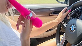 Sexy Blonde Masturbates While Driving A Car