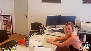 Sexy German Blonde Has To Suck The Senior Boss Cock