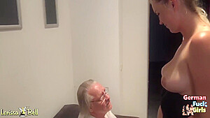 Sexy German Blonde Has To Suck The Senior Boss Cock