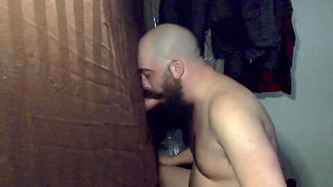 Sexy Step daddy feeds me his load then sucks out my load at private gloryhole