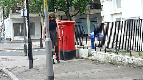 Sexy Transvestite masturbating out side the post office